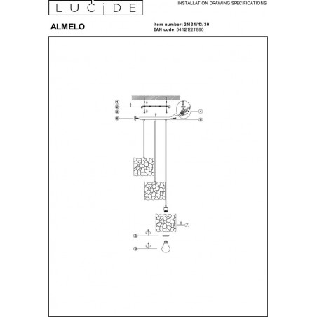 Lampa wisząca Almelo III czarny/złoto | Lucide - Elegancki design