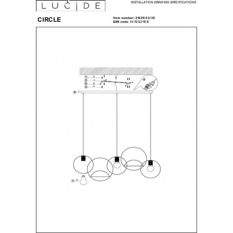 Lampa Loft Circle Czarno-Złota | Lucide - Oświetlenie