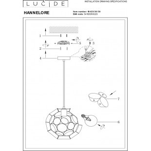 Lampa Wisząca Kula Czarna Lucide Hannelore | Sklep Lamp