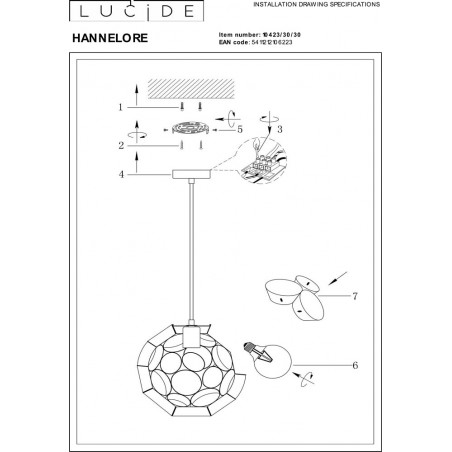 Lampa Wisząca Kula Czarna Lucide Hannelore | Sklep Lamp
