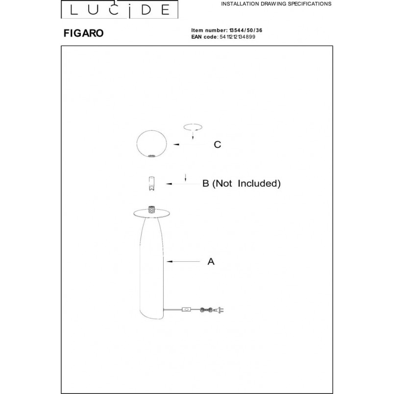 Lampa stołowa Figaro | Lucide | Ceramiczna, szklana kula