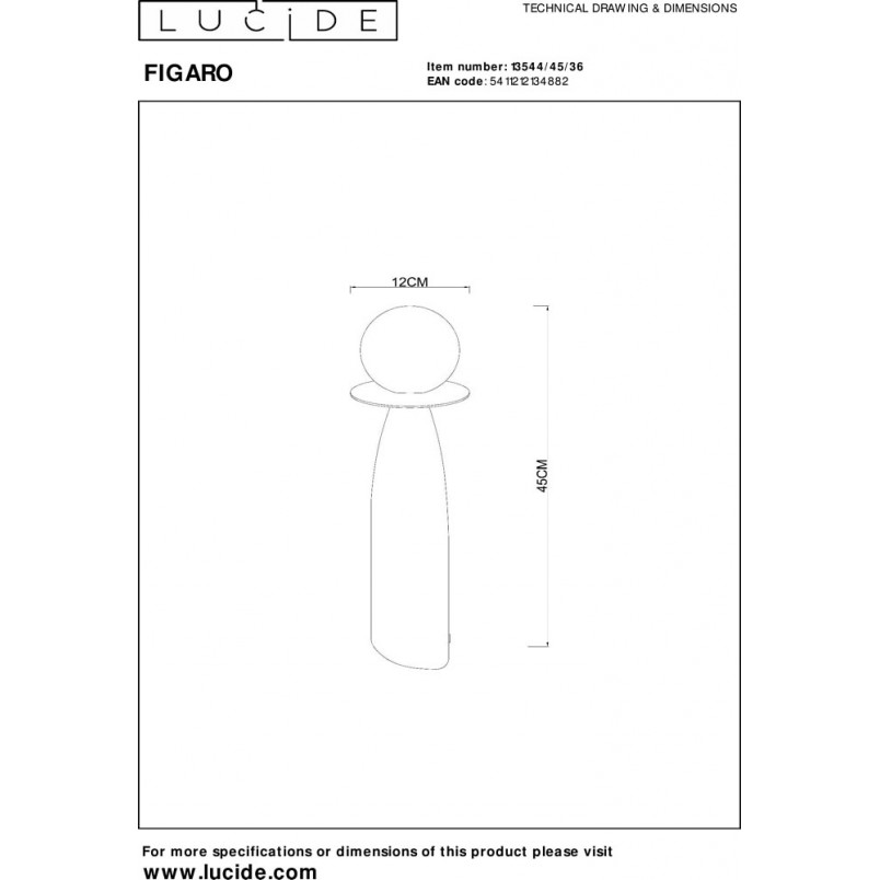 Lampa stołowa Figaro Lucide | Ceramiczna, Szklana Kula | Kup Online