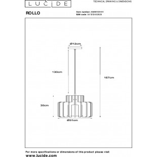 Lampa wisząca Rollo taupe | Lucide - Nowoczesny design