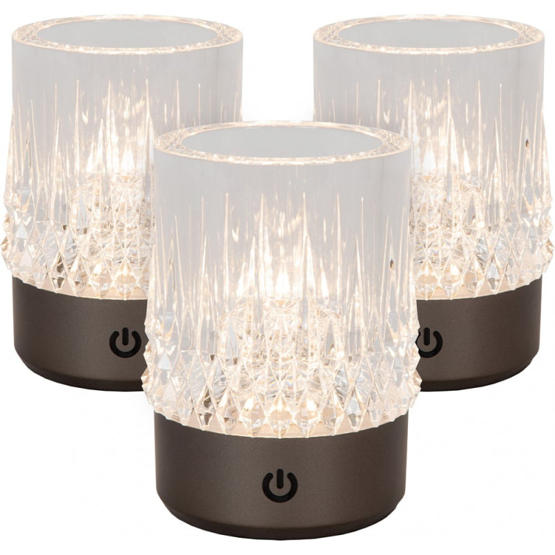 Lampa Lucide Lili - Zestaw 3 Glamour, Przezroczysty/Grafit