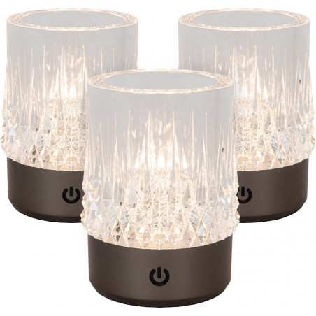 Lampa Lucide Lili - Zestaw 3 Glamour, Przezroczysty/Grafit