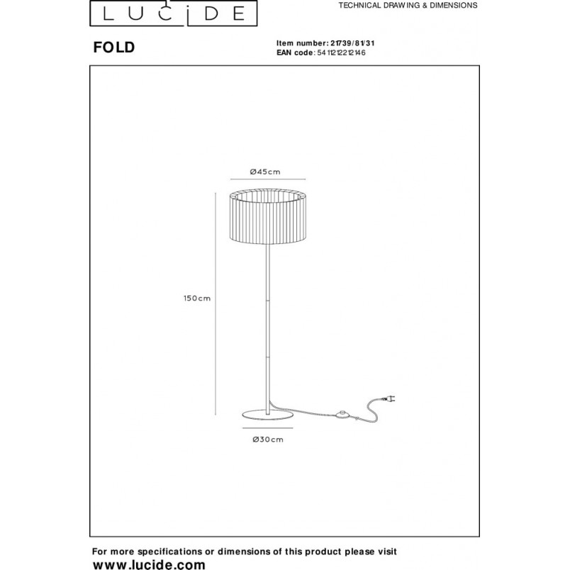 Lampa podłogowa Japandi Fold | Biały/Czarny | Lucide