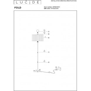 Lampa podłogowa Japandi Fold | Biały/Czarny | Lucide