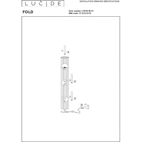Lampa podłogowa Japandi Fold biało-czarna | Lucide
