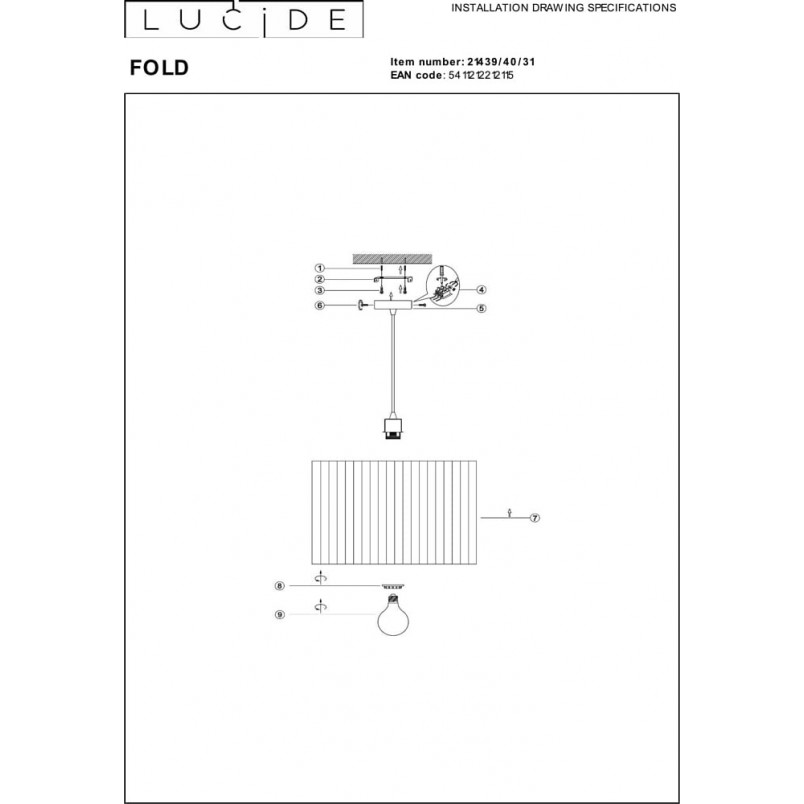 Lampa wisząca Japandi Fold biała | Lucide - Stylowe oświetlenie
