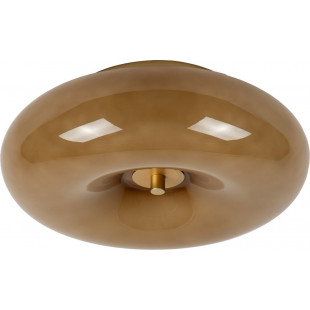 Plafon szklany retro Sentino 30cm taupe / matowe złoto / mosiądz Lucide