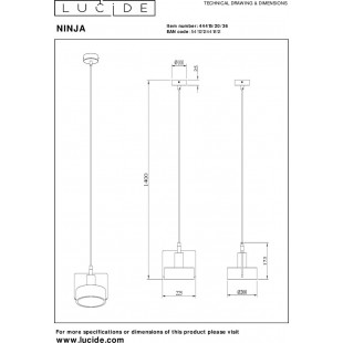 Lampa Betonowa Wisząca Loft Ninja Szara | Lucide