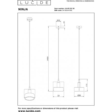 Lampa Betonowa Wisząca Loft Ninja Szara | Lucide