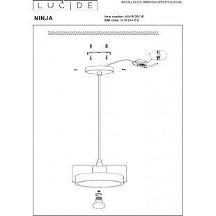 Lampa Betonowa Wisząca Loft Ninja Szara | Lucide