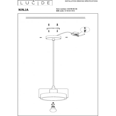 Lampa Betonowa Wisząca Loft Ninja Szara | Lucide