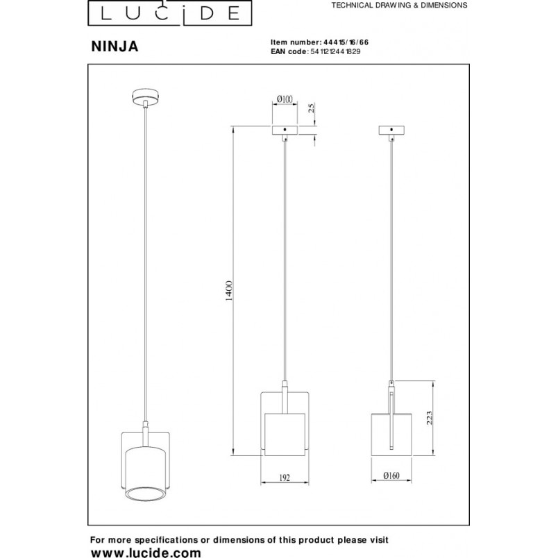 Lampa betonowa wisząca Ninja różowa | Lucide - Kup teraz!