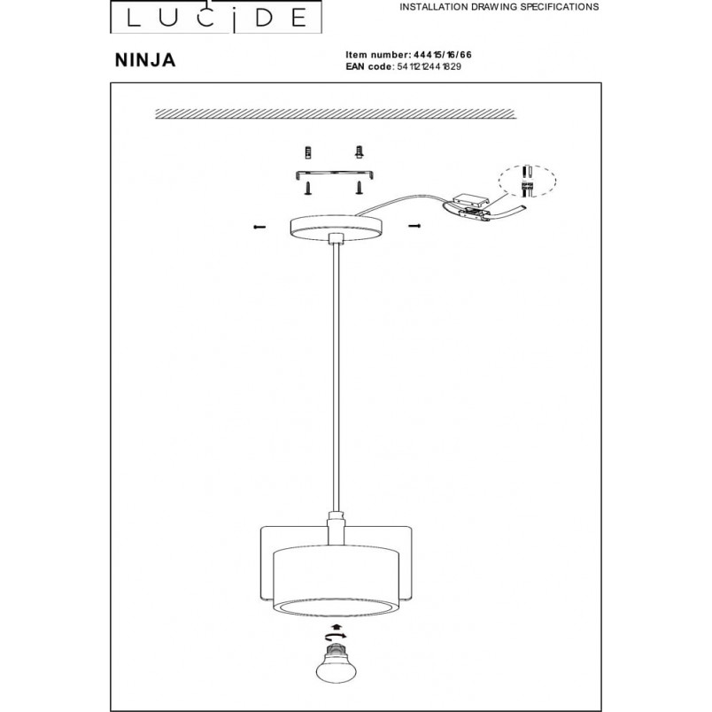 Lampa betonowa wisząca Ninja różowa | Lucide - Kup teraz!