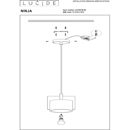 Lampa betonowa wisząca Ninja różowa | Lucide - Kup teraz!