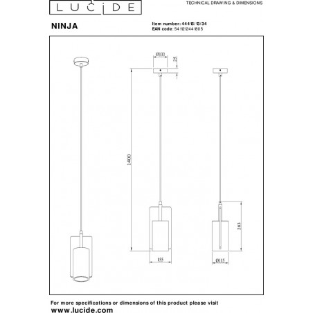 Lampa Betonowa Wisząca Ninja Żółta | Lucide - Sklep Lamp
