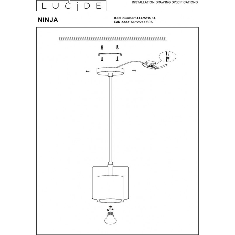 Lampa Betonowa Wisząca Ninja Żółta | Lucide - Sklep Lamp