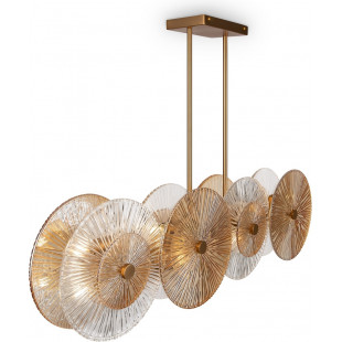 Lampa wisząca szklana art deco Aster 103cm przeźroczysty / złoty Maytoni