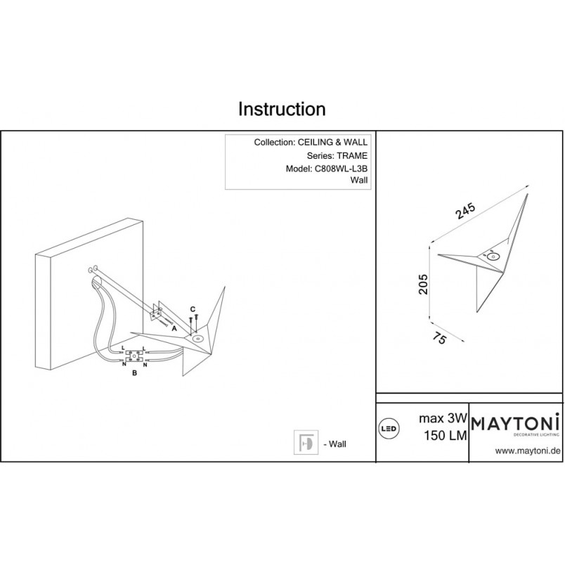 Kinkiet Trame LED Maytoni - Nowoczesny Design | Światło