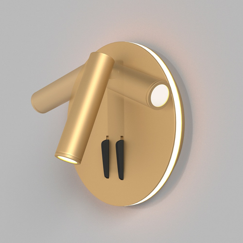 Kinkiet podwójny Ios 176 Round - Maytoni | Złote, LED, z włącznikiem