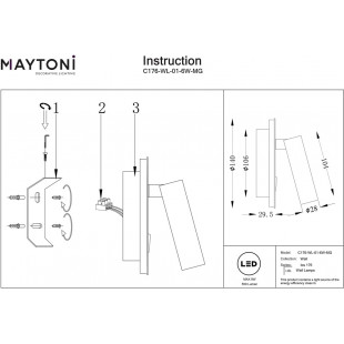 Kinkiet podwójny Ios 176 Round - Maytoni | Złote, LED, z włącznikiem
