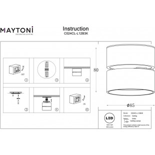 Reflektor Onda LED Maytoni: Czarny, 3000K - Sklep z Oświetleniem