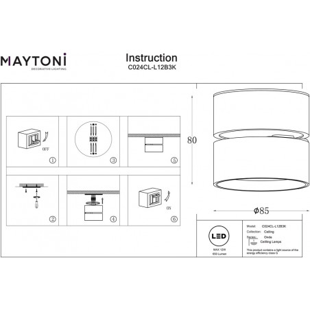 Reflektor Onda LED Maytoni: Czarny, 3000K - Sklep z Oświetleniem