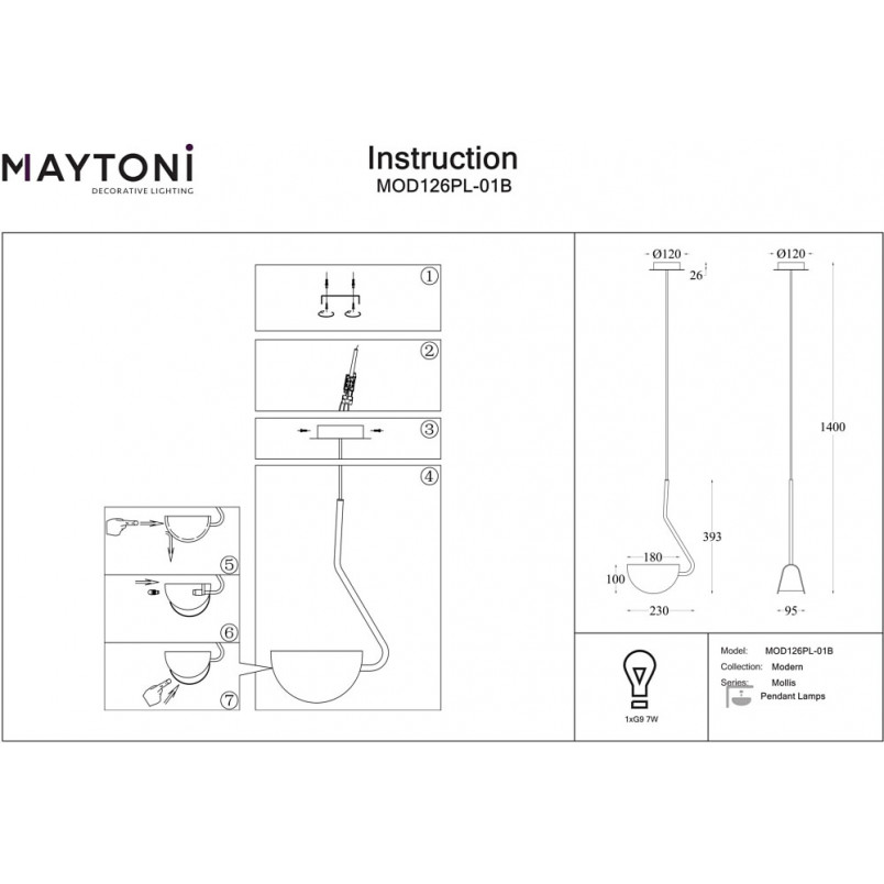 Lampa wisząca Mollis czarna Maytoni - Design i jakość