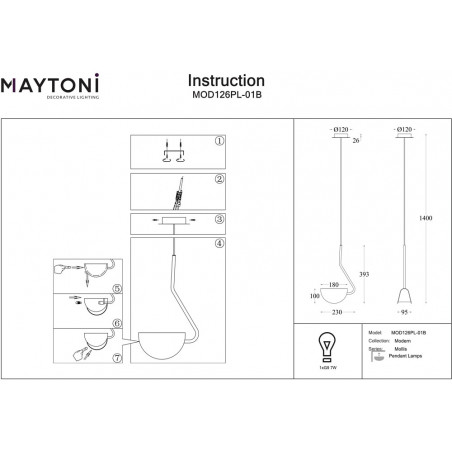 Lampa wisząca Mollis czarna Maytoni - Design i jakość