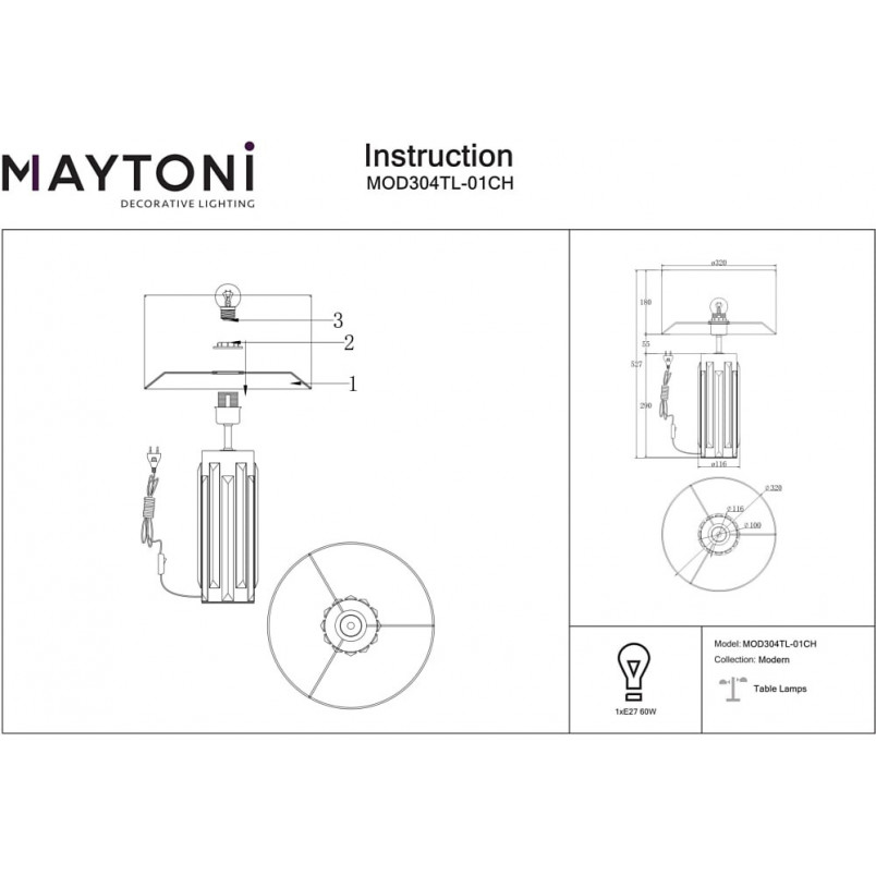 Lampa Hampton Muse Maytoni - Biała, Glamour | Sklep z Lampami