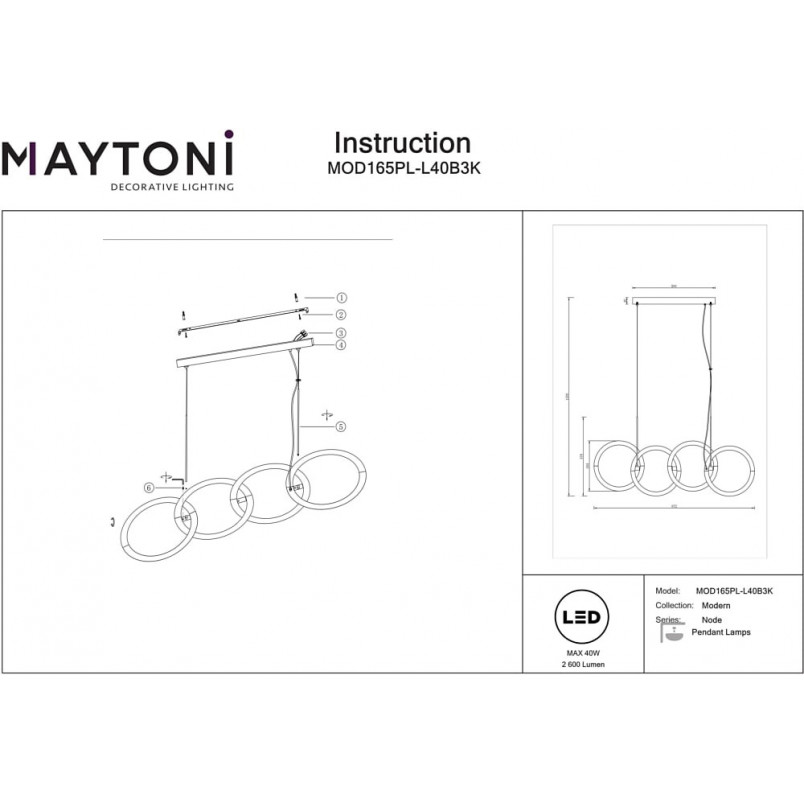 Lampa wisząca Node LED Maytoni | Nowoczesny design, 100cm