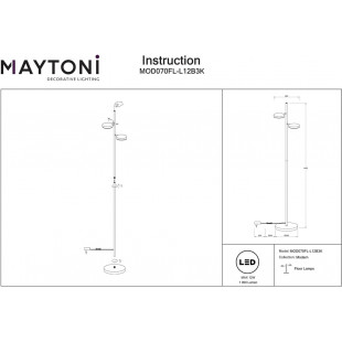 Lampa podłogowa LED Maytoni Fad - podwójna, ściemniacz, czarna