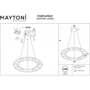 Lampa Wisząca Maytoni Fad LED | Czarna, 80cm | Nowoczesny Design