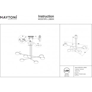 Lampa Sufitowa LED Maytoni Fad VI | Czarna, 89cm