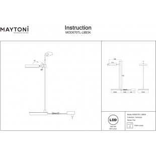 Lampa biurkowa LED Maytoni Fad - czarna, ze ściemniaczem