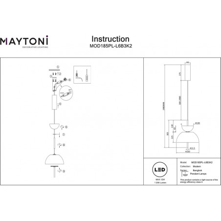 Lampa wisząca Bangkok II LED - Maytoni | Elegancki design