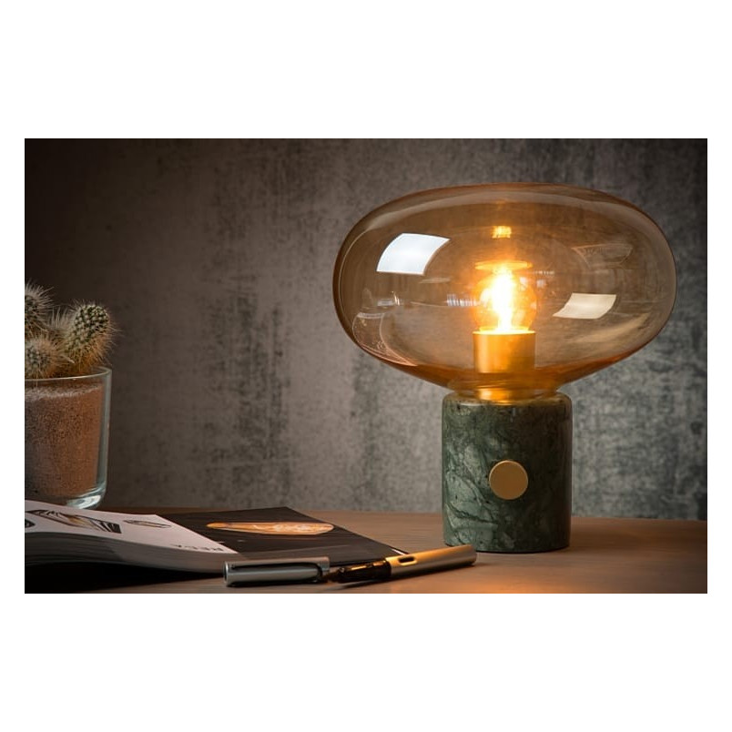 Lampa stołowa Lucide Charlize - szkło bursztynowe, marmur | Kup online