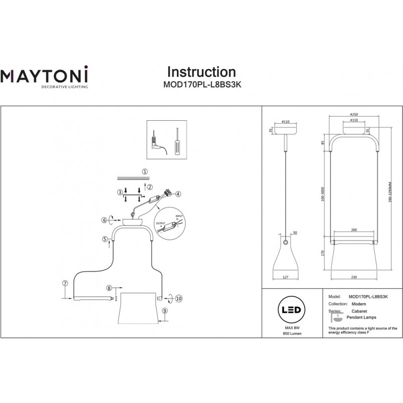 Lampa Wisząca Cabaret Maytoni - Szkło, LED, Modern | Światło