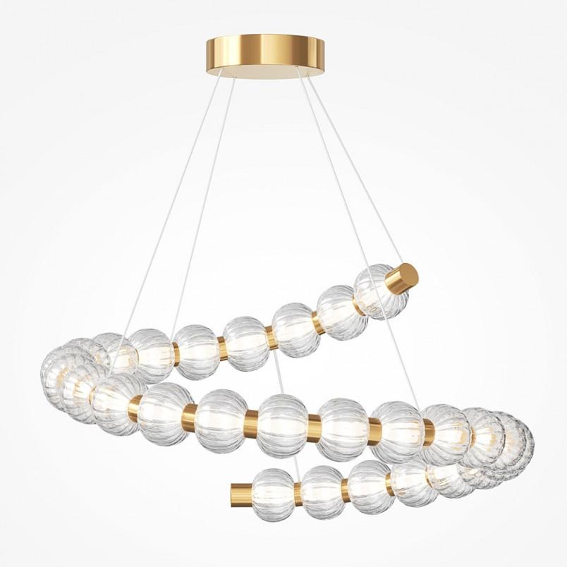 Lampa wisząca Amulet LED Maytoni | Szklana, złota, 80cm