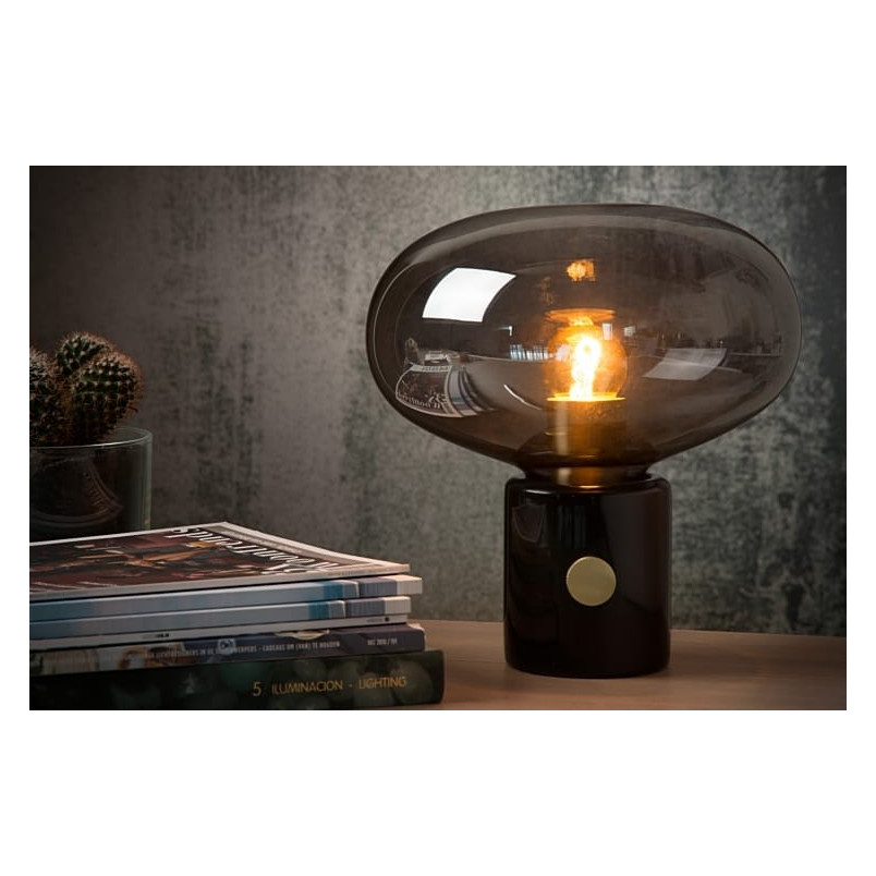 Lampa stołowa Lucide Charlize: Szkło dymione, marmur - Kup teraz!