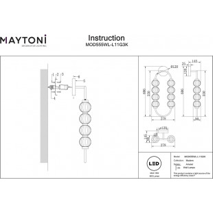 Kinkiet wiszący glamour Maytoni Amulet LED - Złoty