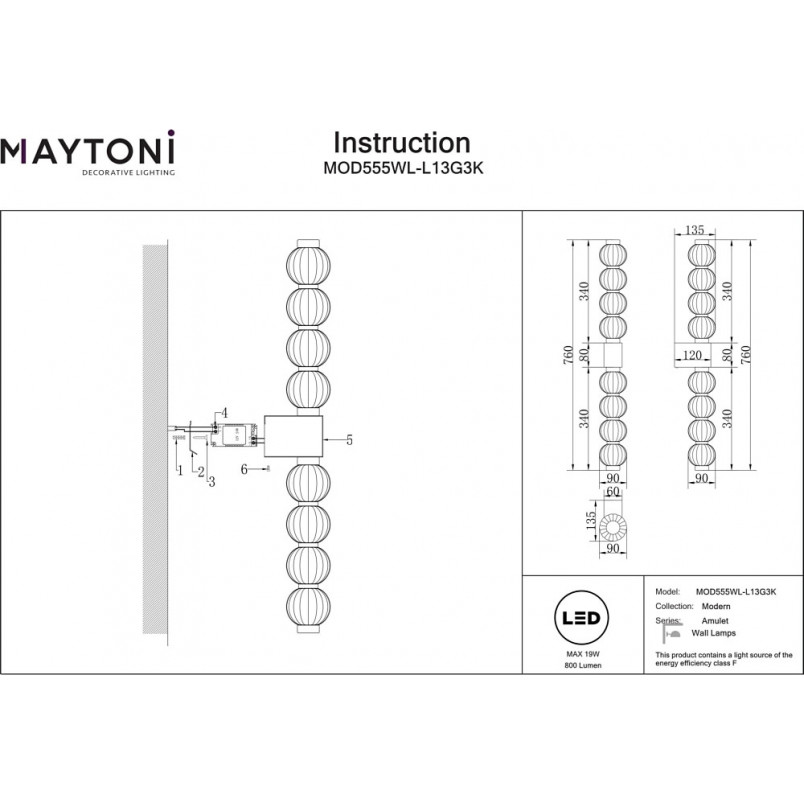 Kinkiet Glamour Maytoni Amulet LED Złoto - Luksus i Design
