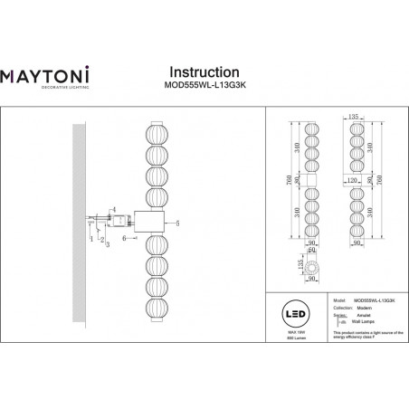 Kinkiet Glamour Maytoni Amulet LED Złoto - Luksus i Design