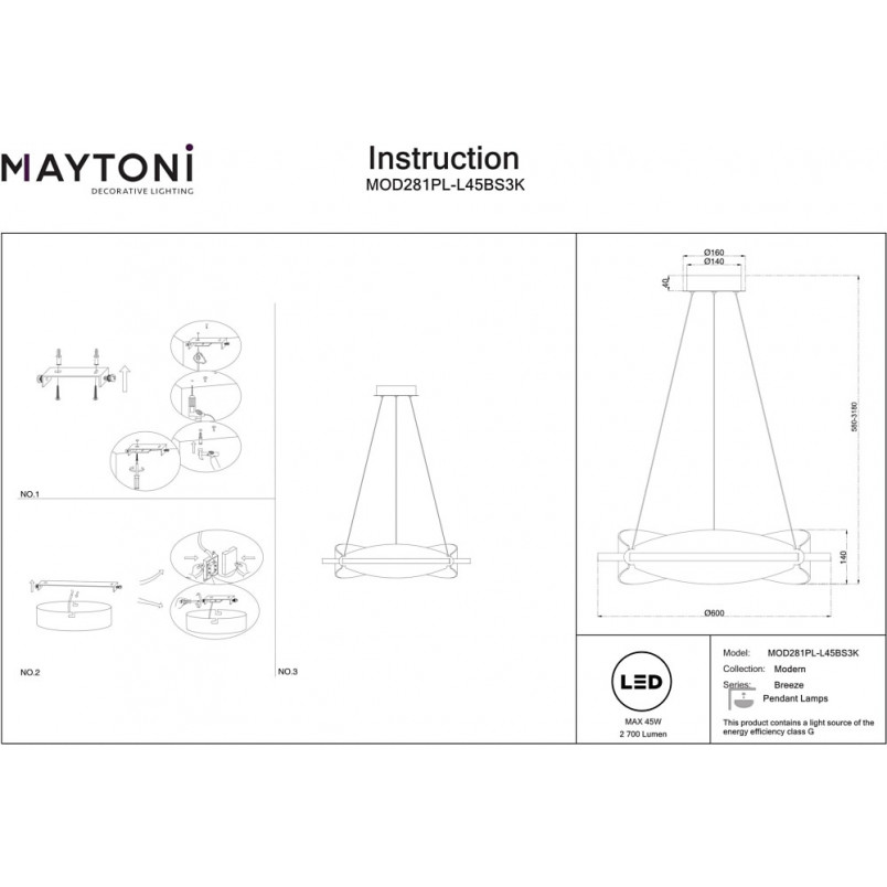 Lampa wisząca Maytoni Breeze LED - Glamour i styl