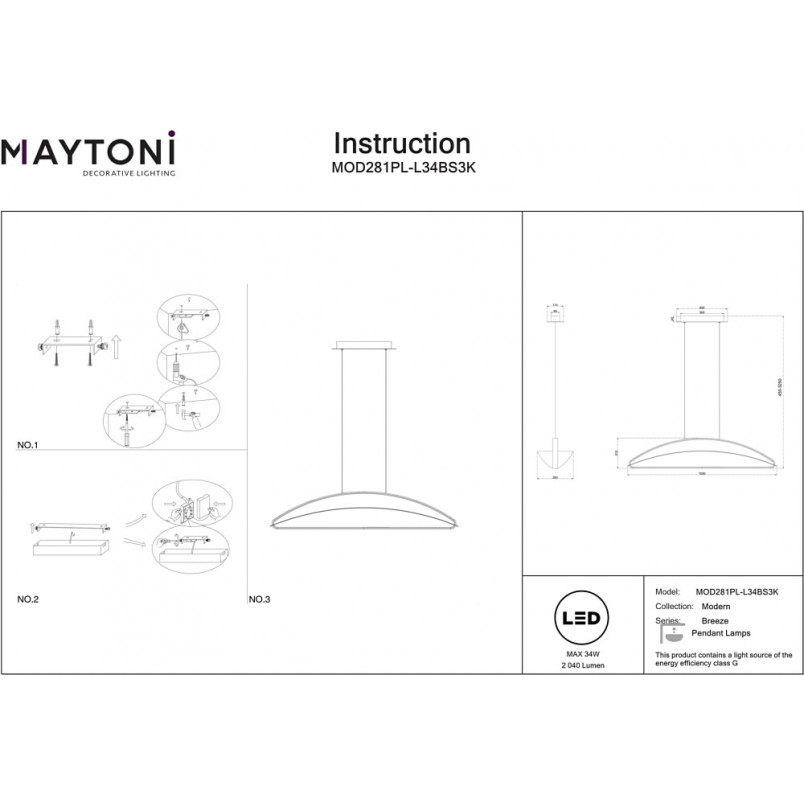 Lampa wisząca Maytoni Breeze LED - Glamour, Złoto, 103cm