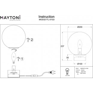 Lampka nocna Basic Form - szklana kula, biało-złota | Maytoni