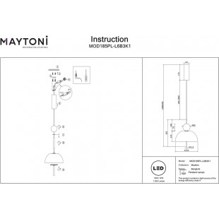 Lampa wisząca Bangkok Maytoni | Szkło, LED, Modern