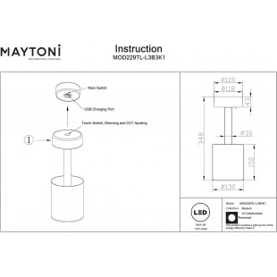 Lampa stołowa Maytoni AI Collaboration - Czarna, LED, USB